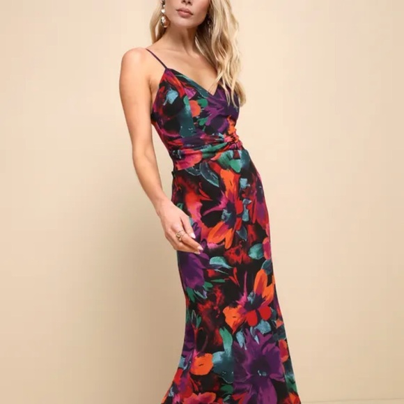 Beautiful Entrance Multi Floral Twist-Front Midi Dress - Picture 2 of 4